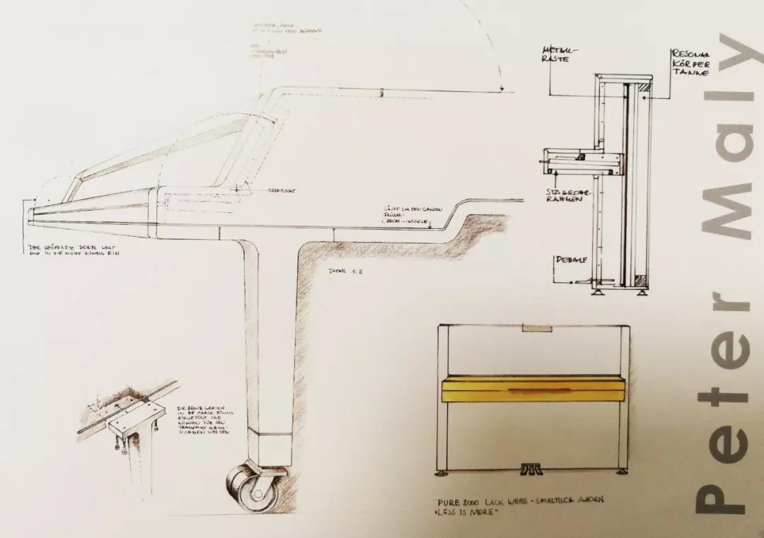 彼得马利手绘钢琴设计图